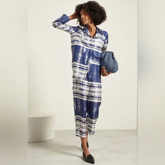 Max Mara Studio Franca Printed 100% Silk Shirt Blouse Abstract Striped Size 10 - Picture 15 of 16